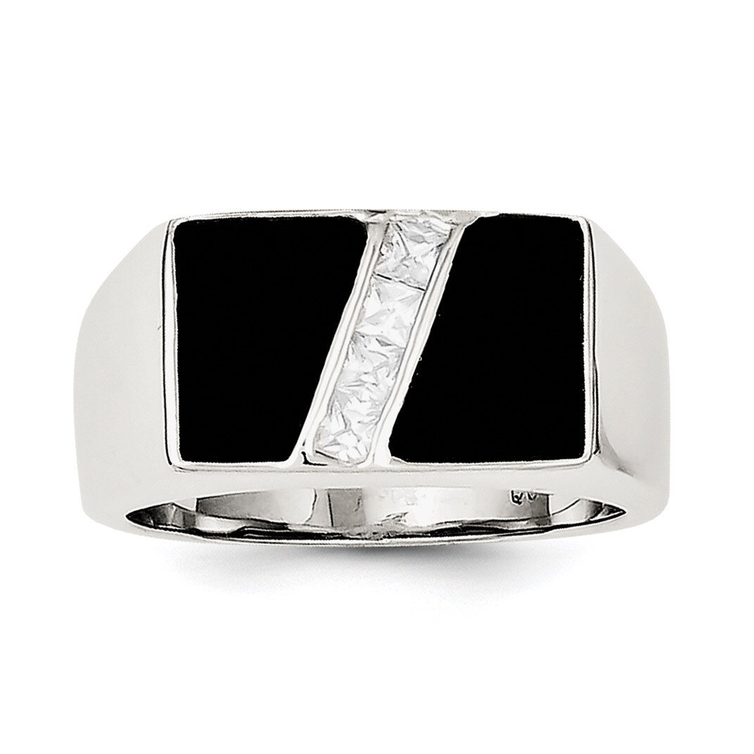 Men&#39;S CZ and Onyx Ring Sterling Silver QR1278-11, MPN: QR1278, 883957179858