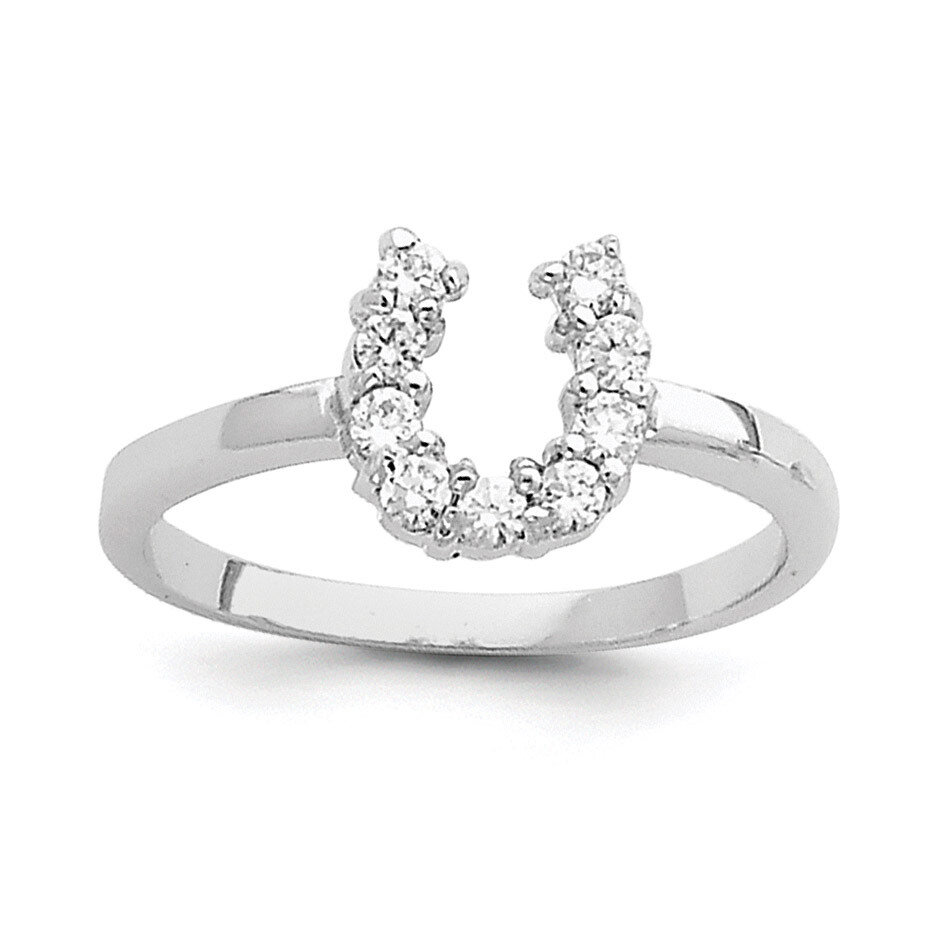 U Shaped Clear CZ Ring Sterling Silver Polished QR2749-7, MPN: QR2749, 883957556314