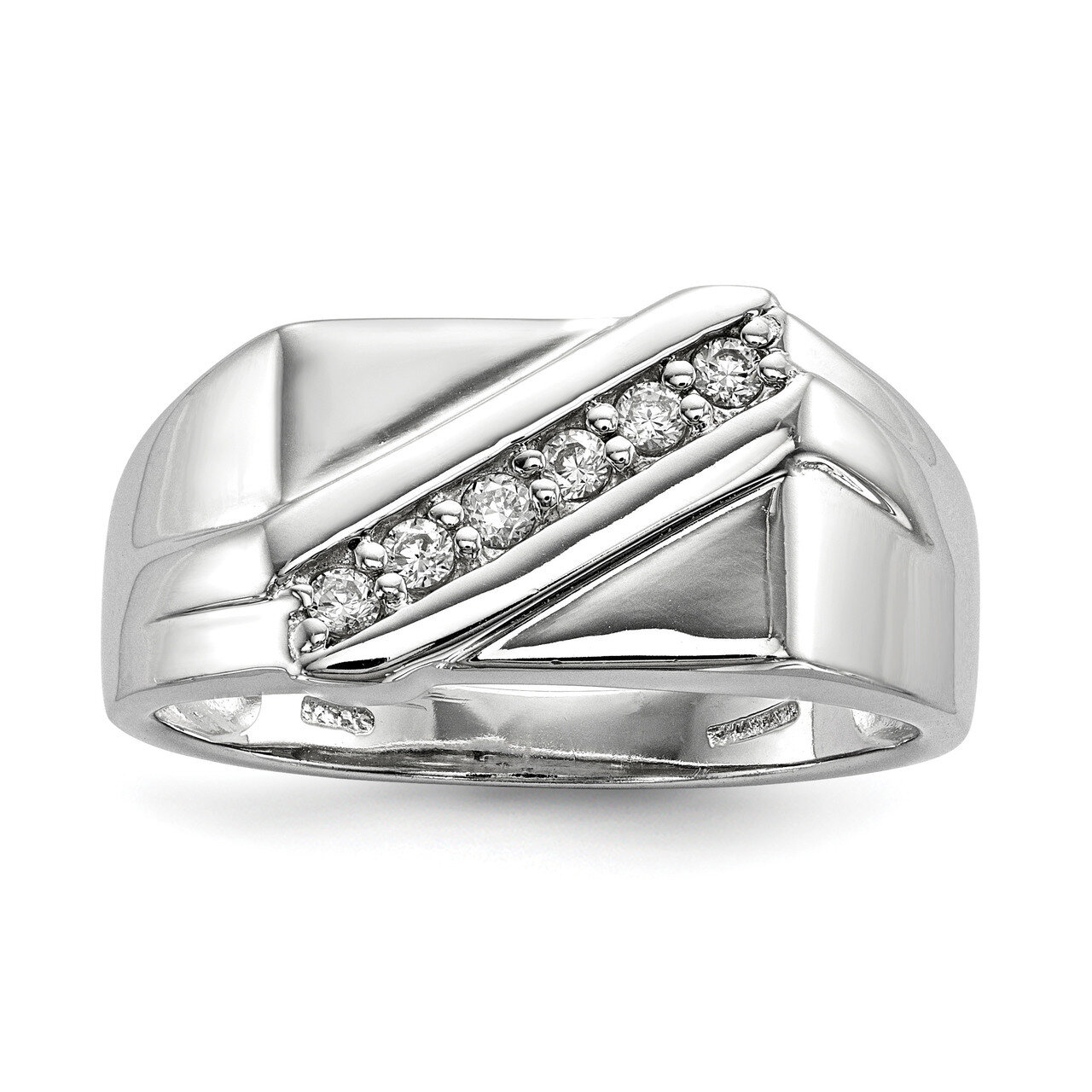 Fancy CZ Ring Sterling Silver Rhodium-plated QR4439-11, MPN: QR4439, 883957543673