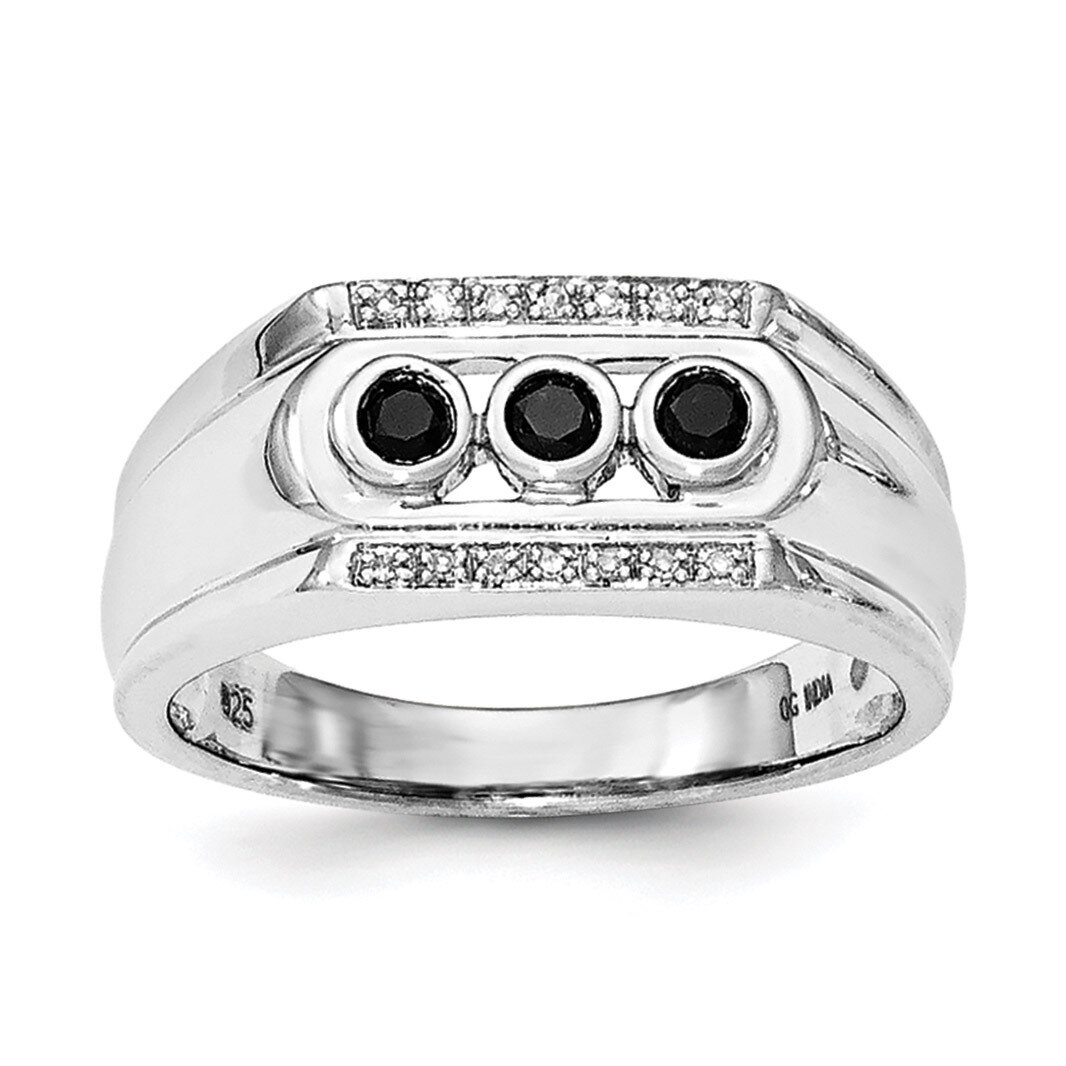 Black &amp; White Diamond Men&#39;S Ring Sterling Silver Rhodium QR6464-10, MPN: QR6464, 191101487415