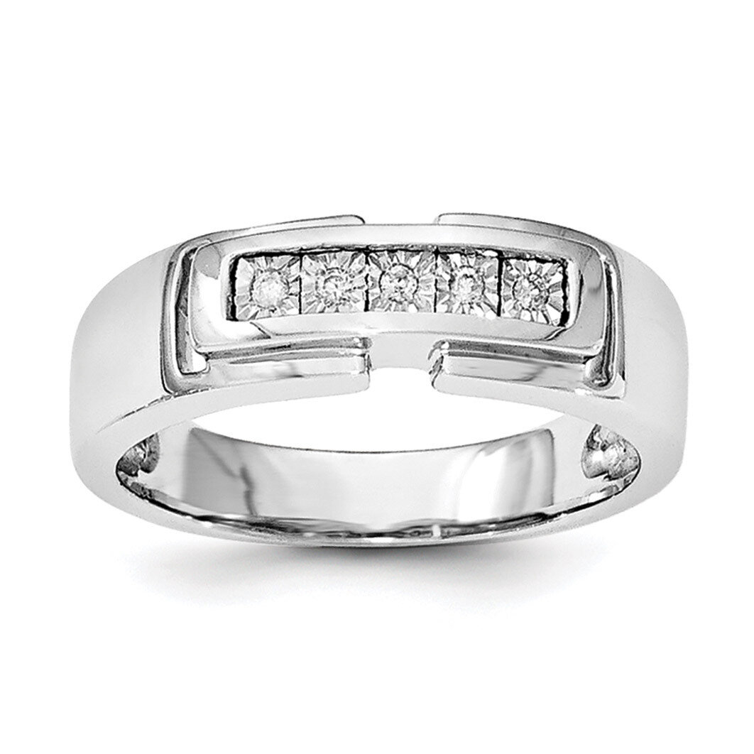 Men&#39;S Polished Diamond Ring Sterling Silver Rhodium QR6466-10, MPN: QR6466, 191101487330
