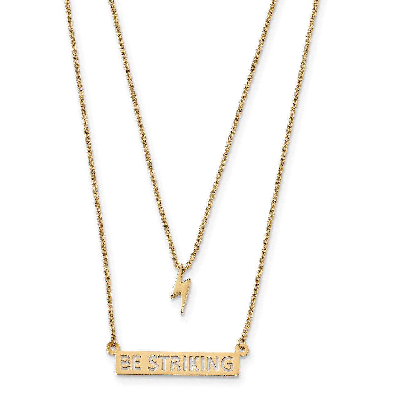 Two-Strand Polished Lightning &amp; Be Striking Bar Necklace 14k Gold SF2542-17, MPN: SF2542-17, 191101…