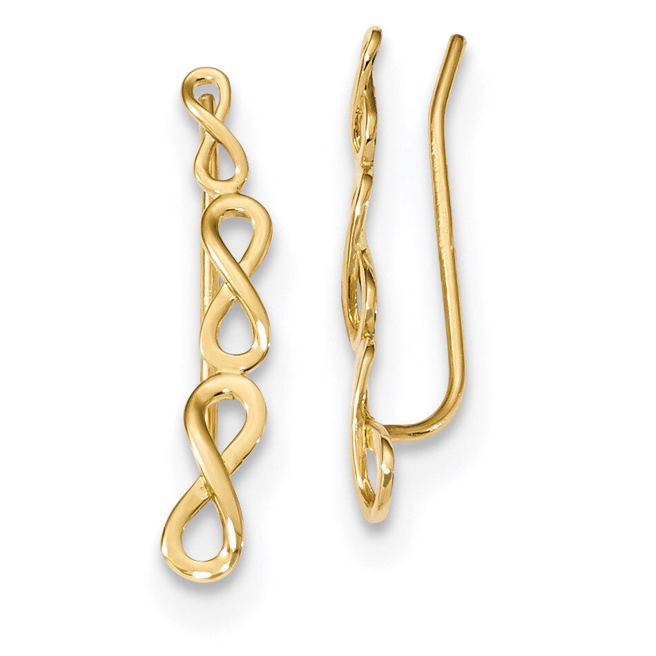 Infinity Ear Climber Earrings 14K Gold Polished TH977