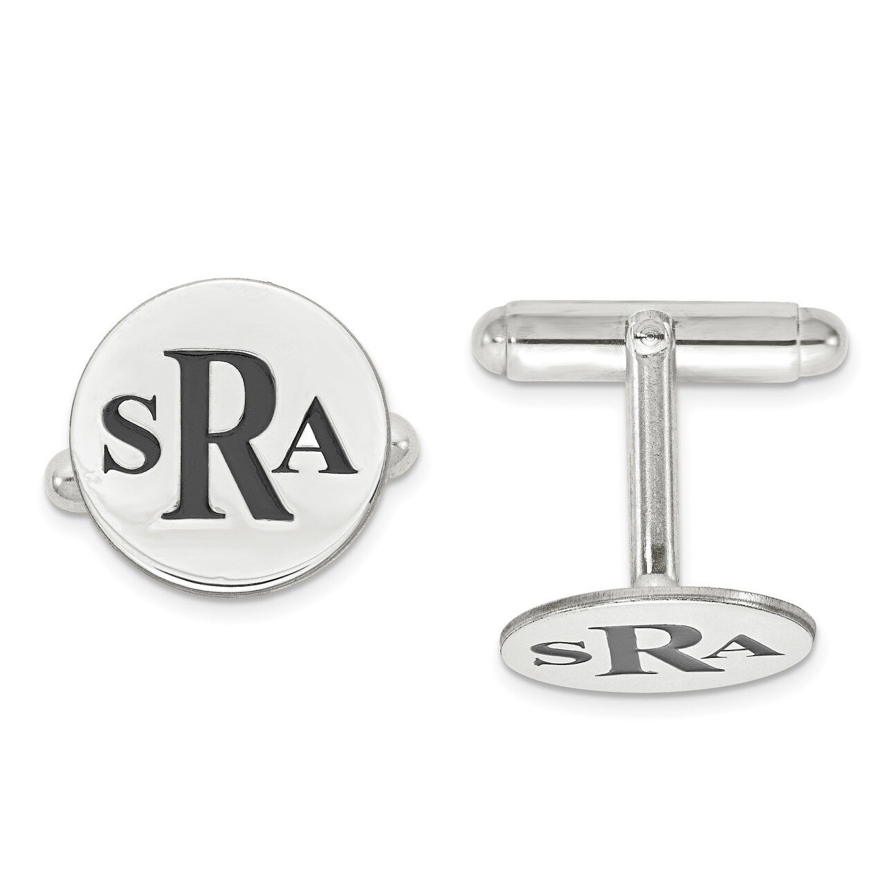 Enameled Letters Circle Monogram Cufflinks 14k White Gold XNA619W, MPN: XNA619W, 886774555874