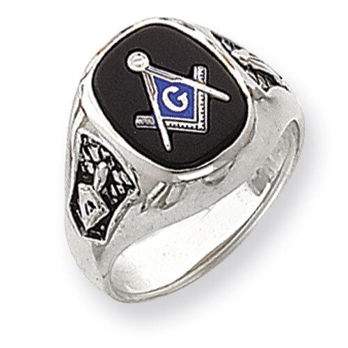 Men'S Masonic Ring 14k White Gold Y1582M