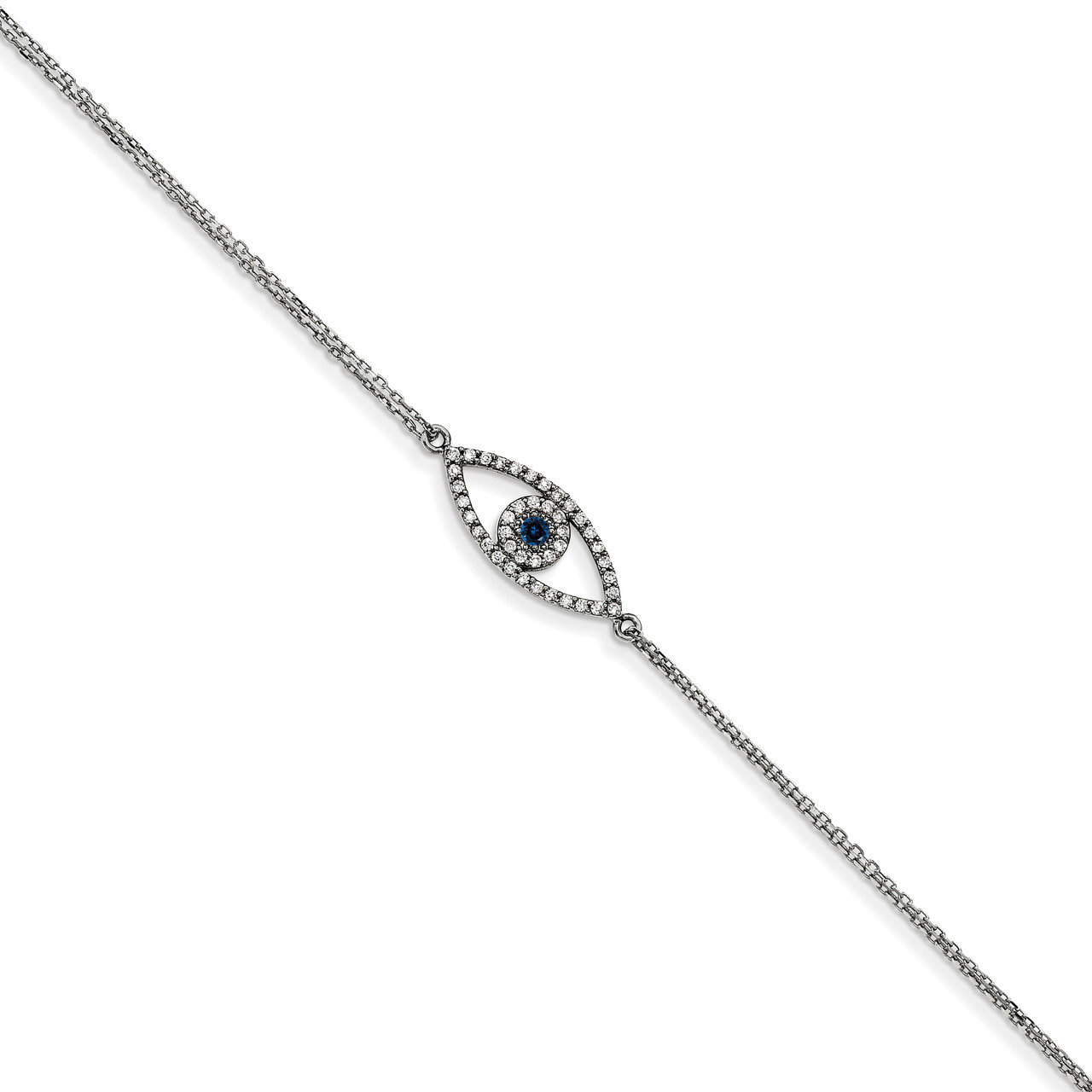 Small Diamond and Sapphire Evil Eye Bracelet 14k White Gold XB315WS/A