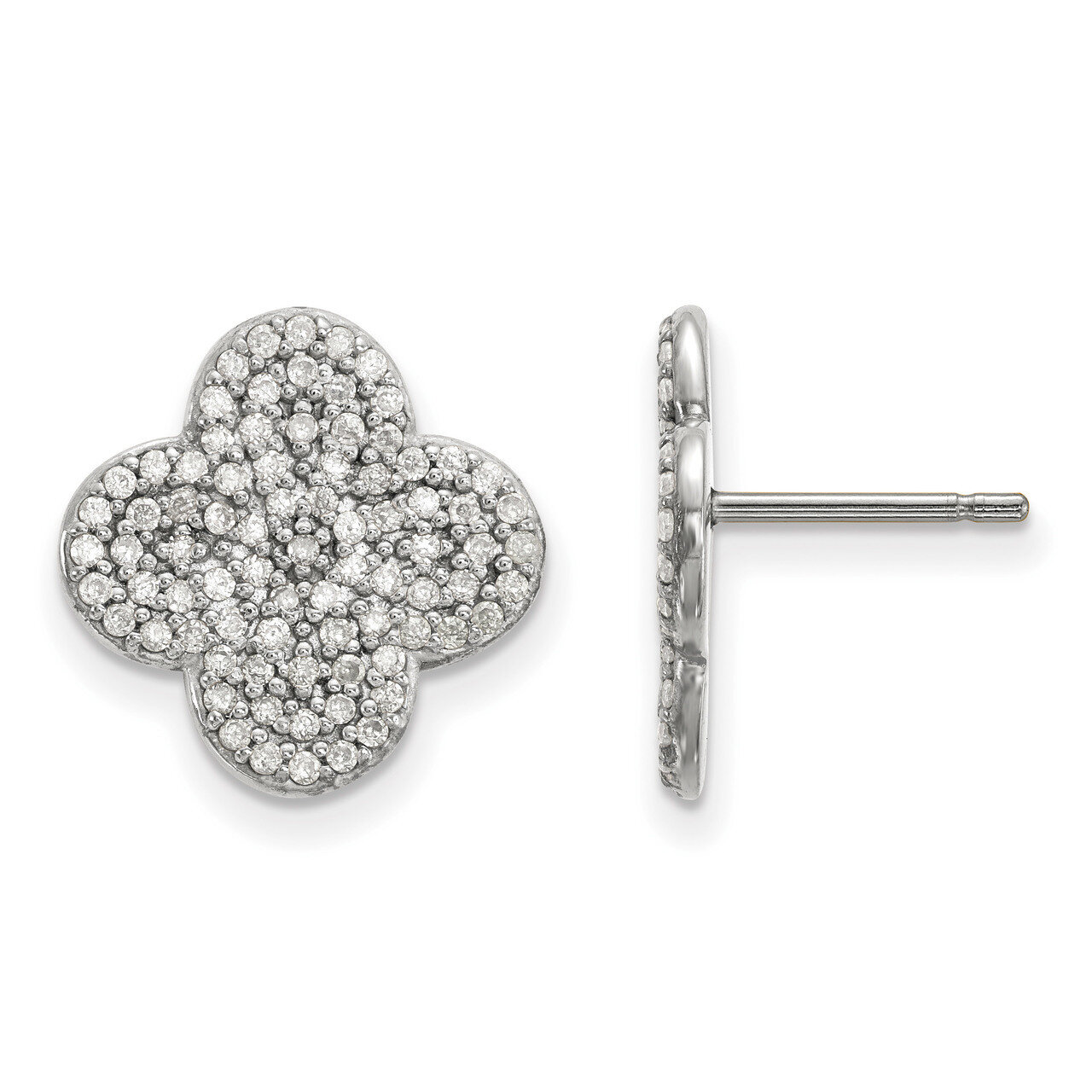 Diamond Quatrefoil Design Post Earrings 14k White Gold XE3079WA, MPN: XE3079WA, 883957315959