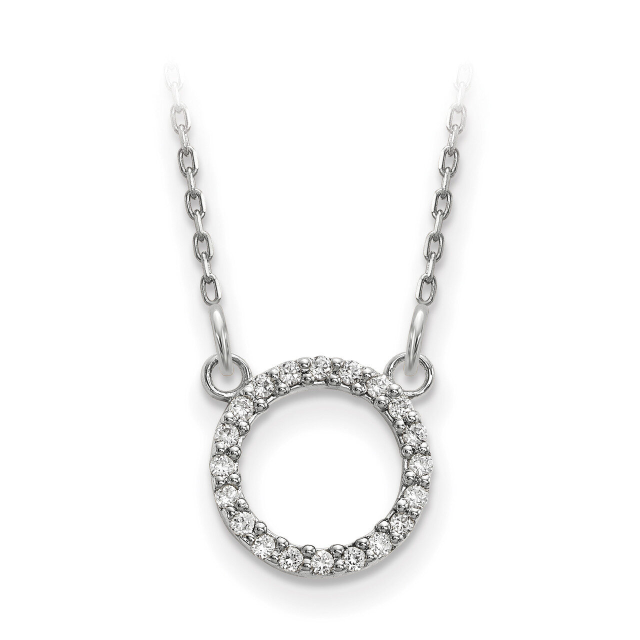 Diamond Open Circle Necklace 14k White Gold XP5027WA