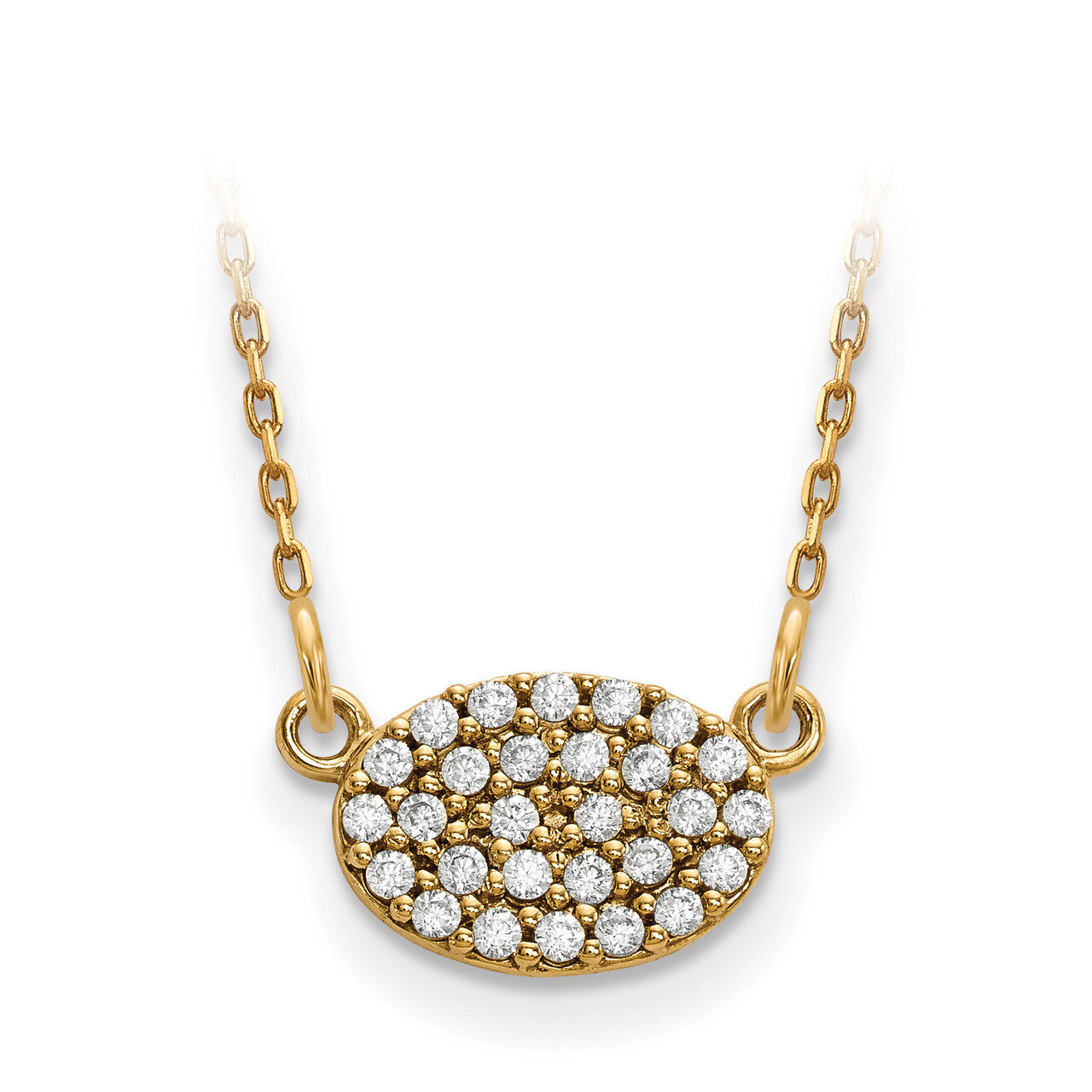 Diamond Cluster Oval Necklace 14k Gold XP5029A