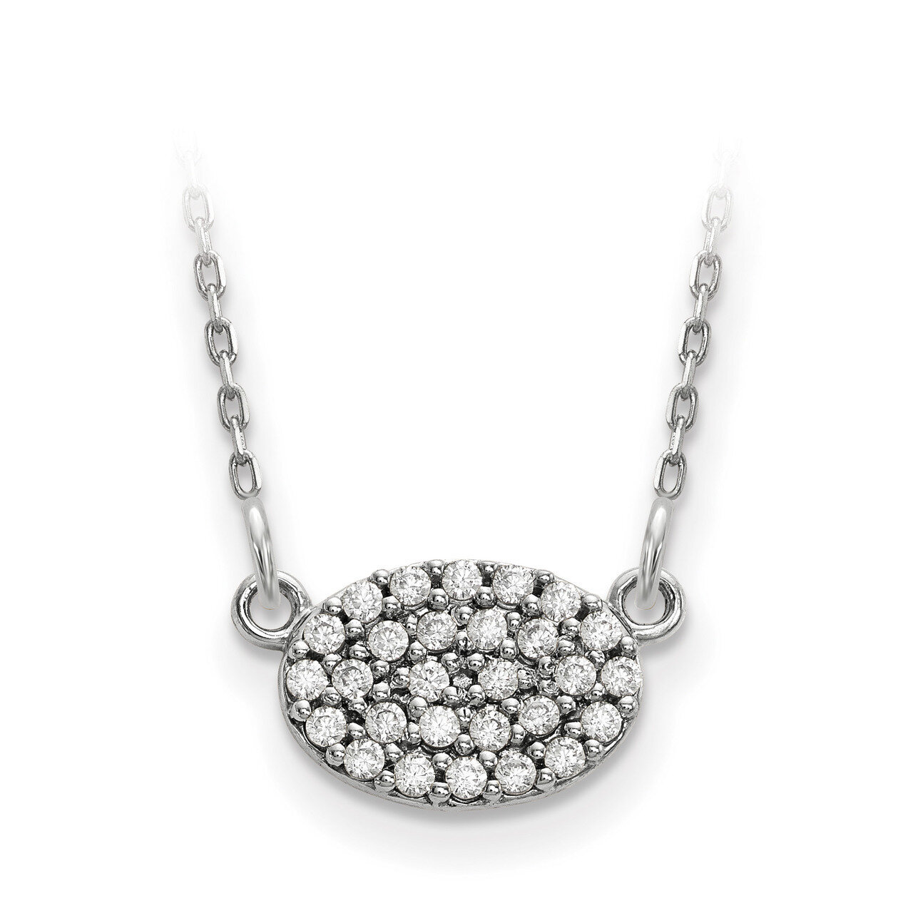 Diamond Cluster Oval Necklace 14k White Gold XP5029WA