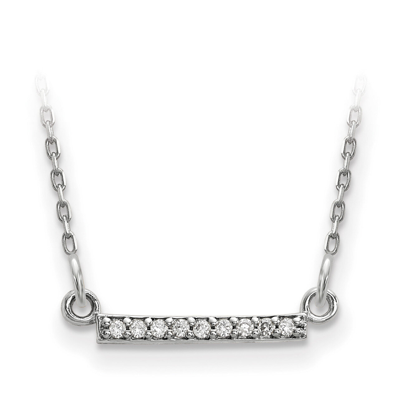 Diamond Tiny Bar Necklace 14k White Gold XP5030WA