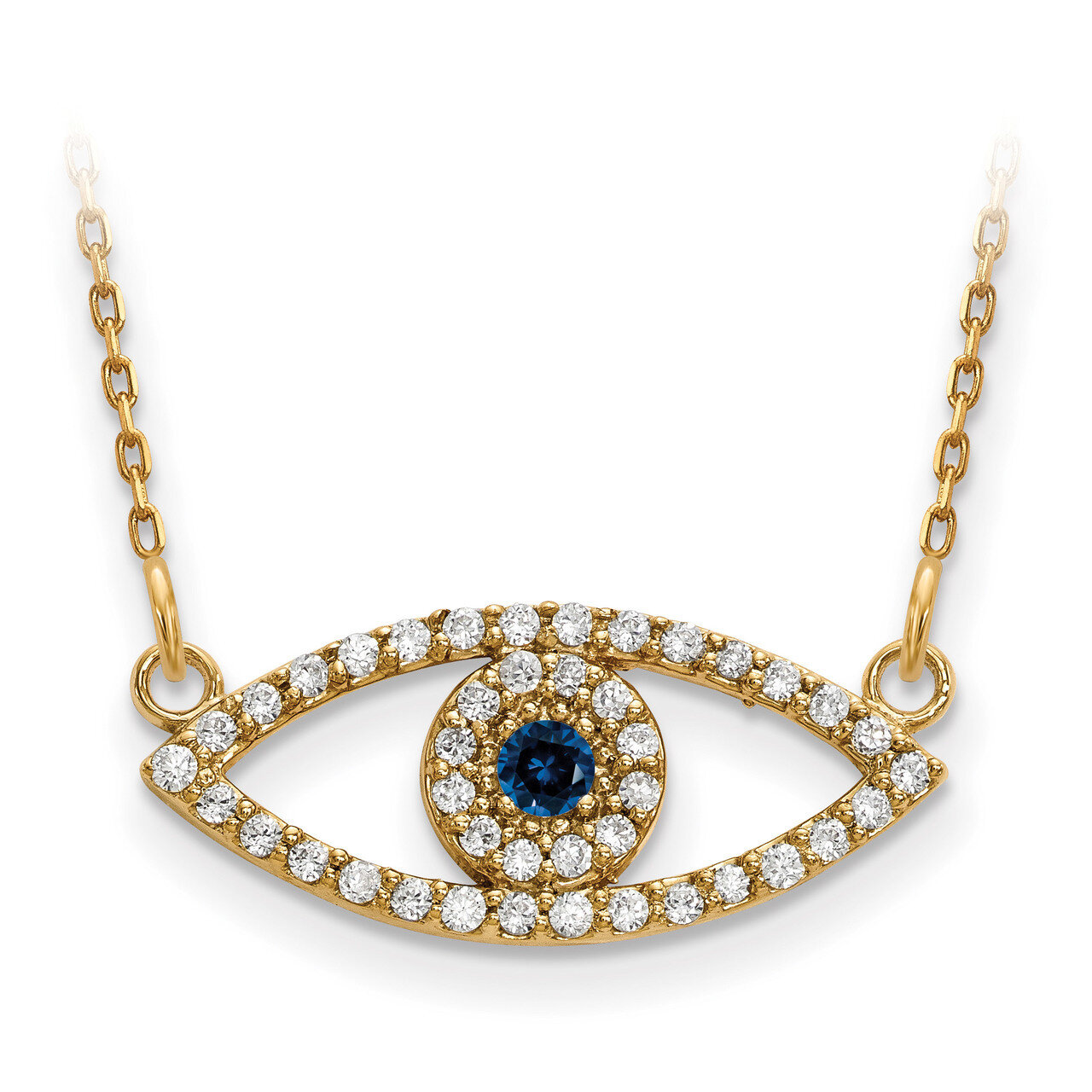 Small Diamond and Sapphire Evil Eye Necklace 14k Gold XP5044S/A