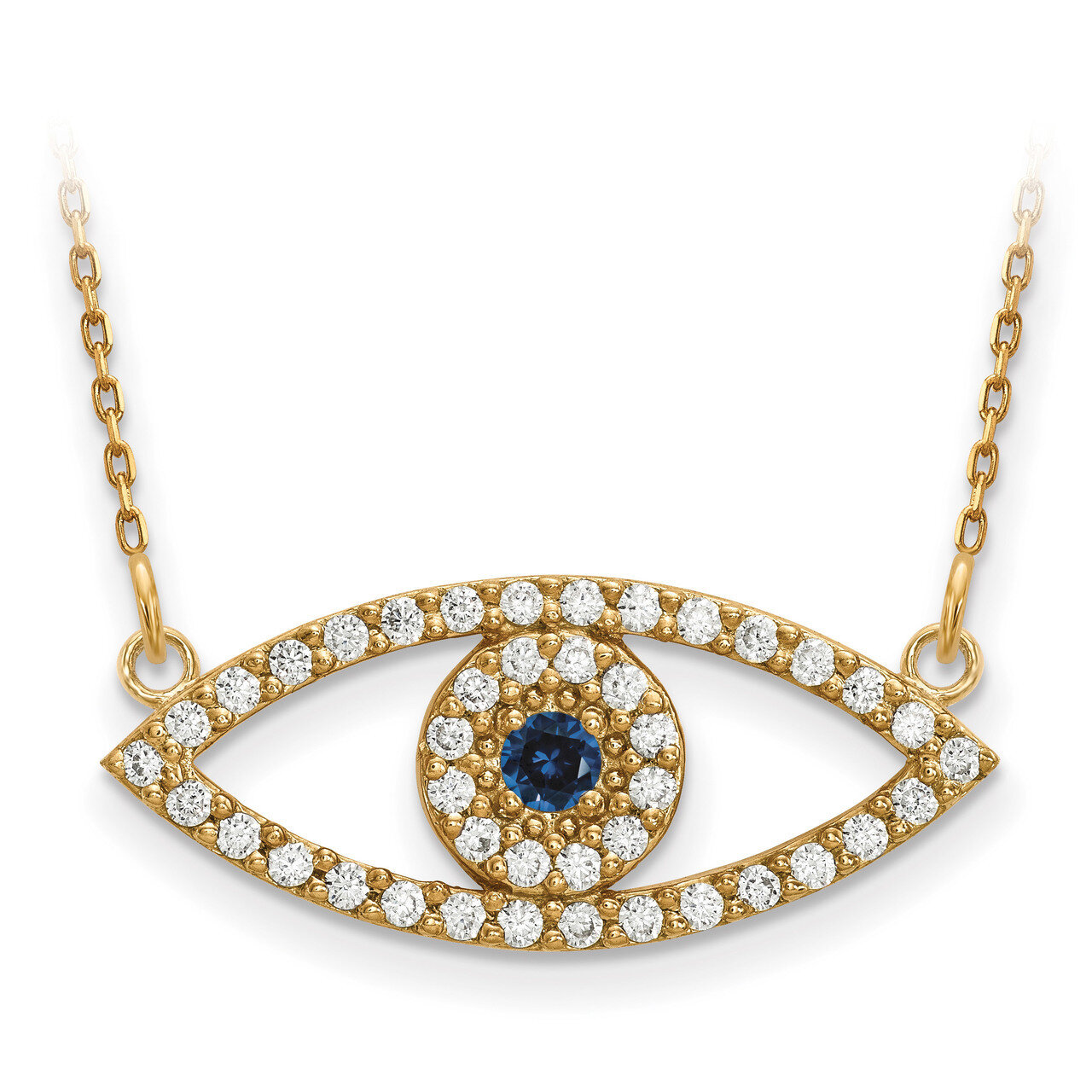 Medium Diamond and Sapphire Evil Eye Necklace 14k Gold XP5045S/A