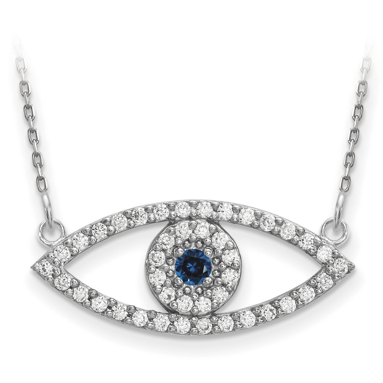 Medium Diamond and Sapphire Evil Eye Necklace 14k White Gold XP5045WS/A