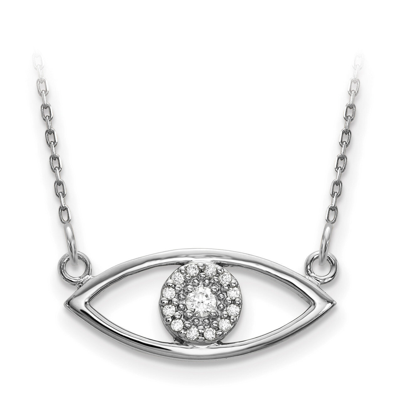 Small Diamond Evil Eye Necklace 14k White Gold XP5046WA