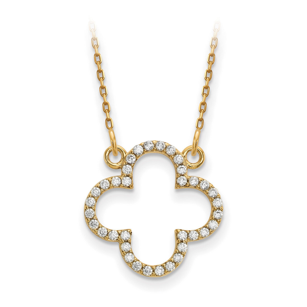 Small Diamond Quatrefoil Design Necklace 14k Gold XP5050A