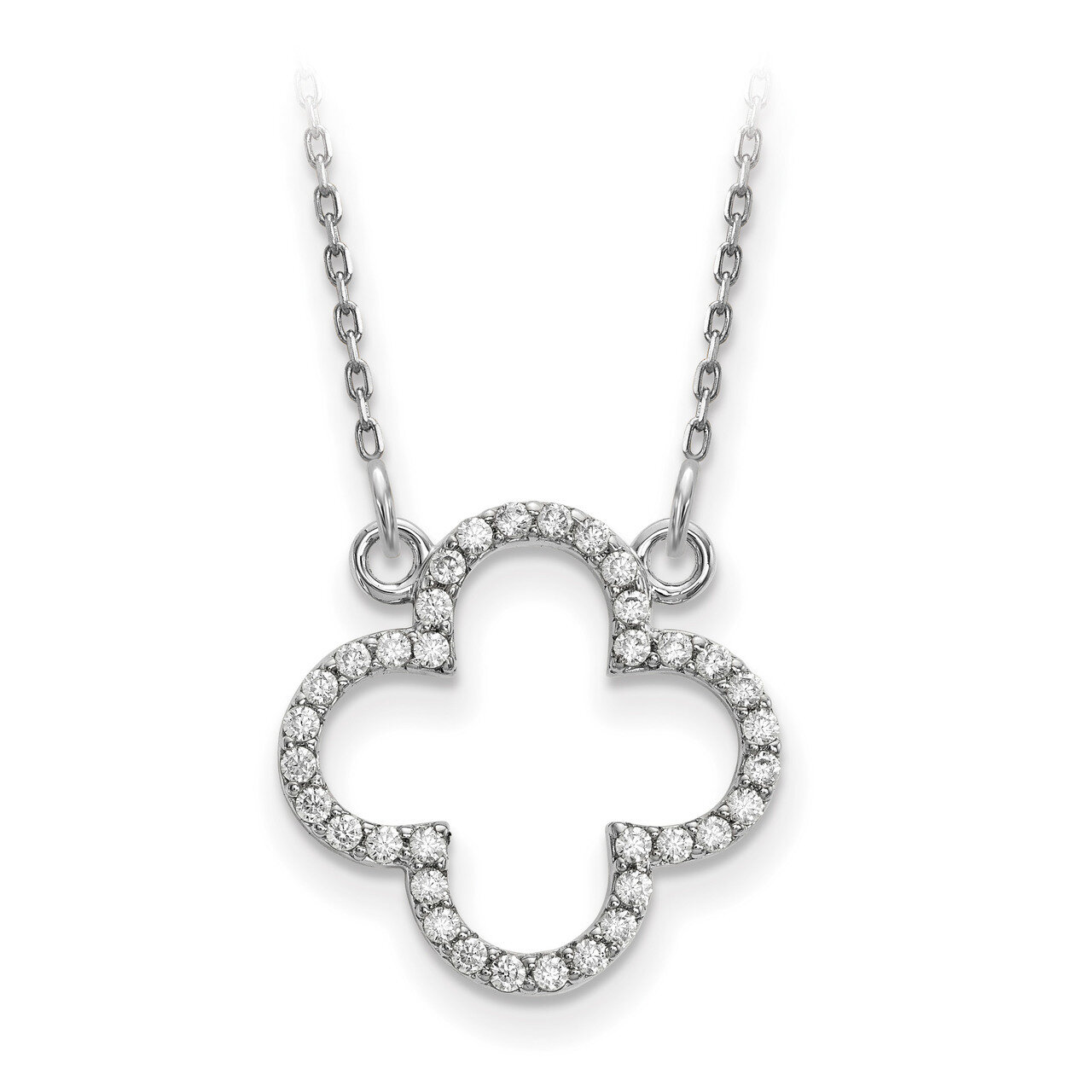 Small Diamond Quatrefoil Design Necklace 14k White Gold XP5050WA
