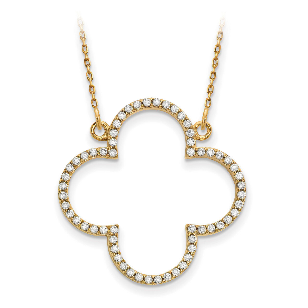Medium Diamond Quatrefoil Design Necklace 14k Gold XP5051A, MPN: XP5051A, 883957316253