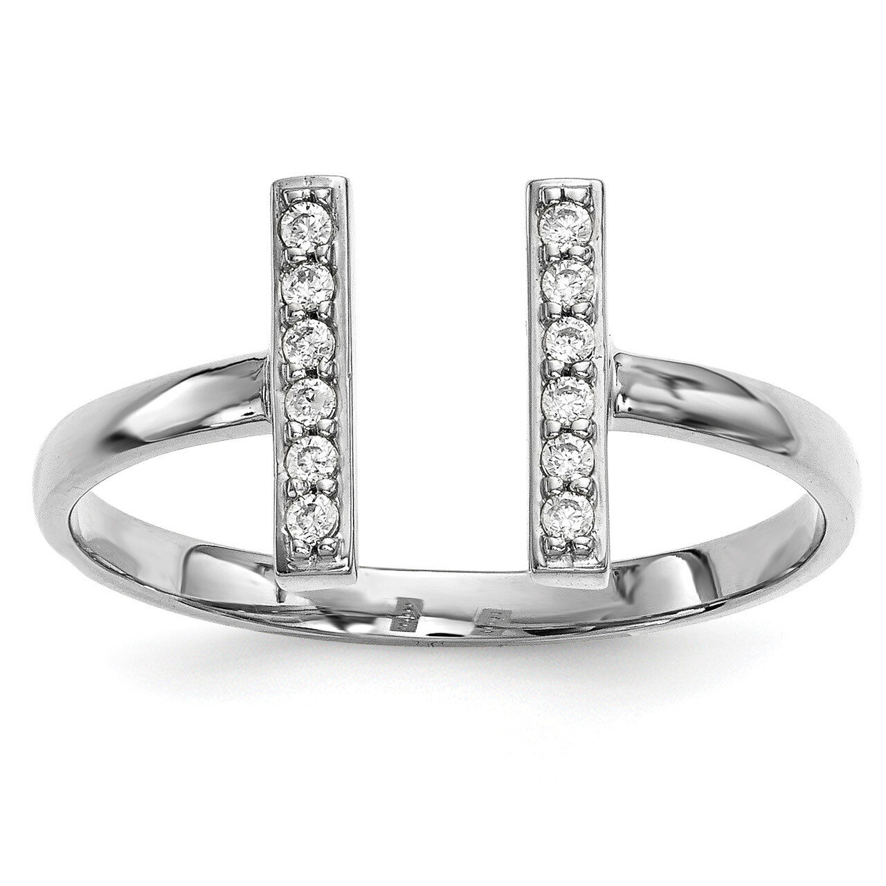 Diamond Double Bar Ring 14k White Gold Y13743WA