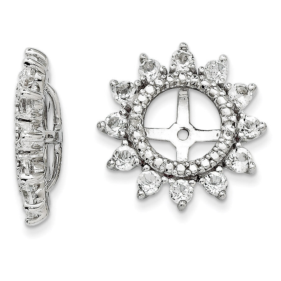 Diamond &amp; White Topaz Earring Jacket Sterling Silver Rhodium QJ104APR, MPN: QJ104APR, 191101387951