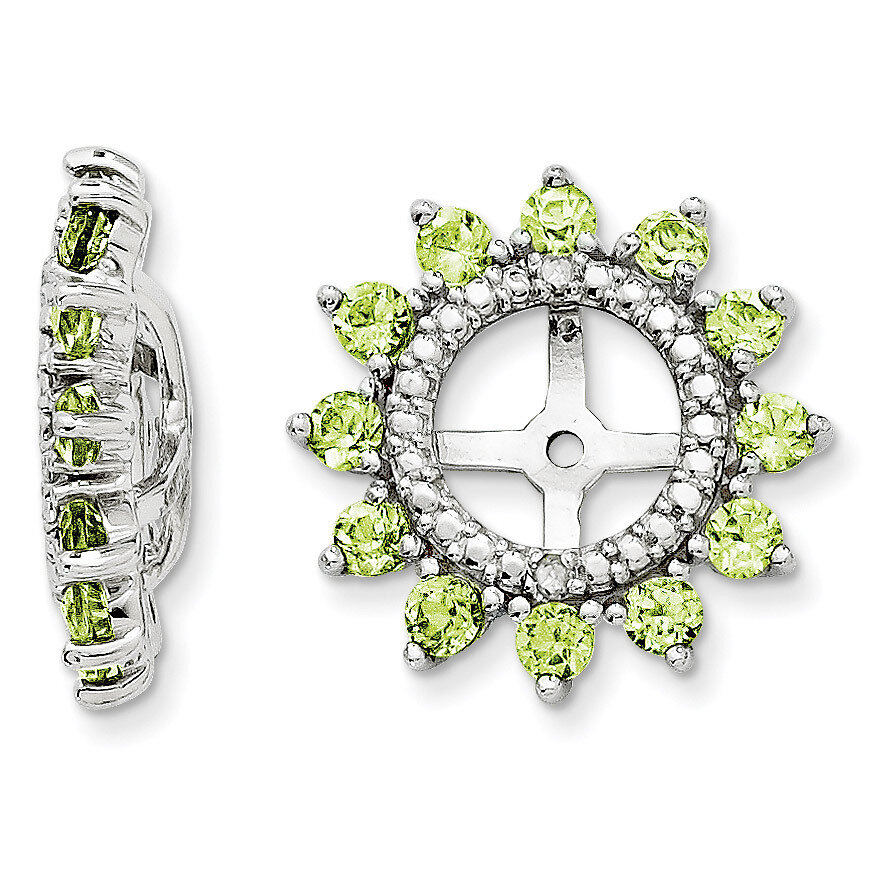 Diamond &amp; Peridot Earring Jacket Sterling Silver Rhodium QJ104AUG, MPN: QJ104AUG, 191101387968