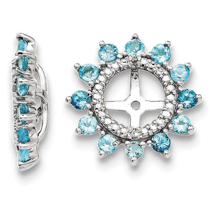 Diamond &amp; Swiss Blue Topaz Earring Jacket Sterling Silver Rhodium QJ104DEC, MPN: QJ104DEC, 19110138…