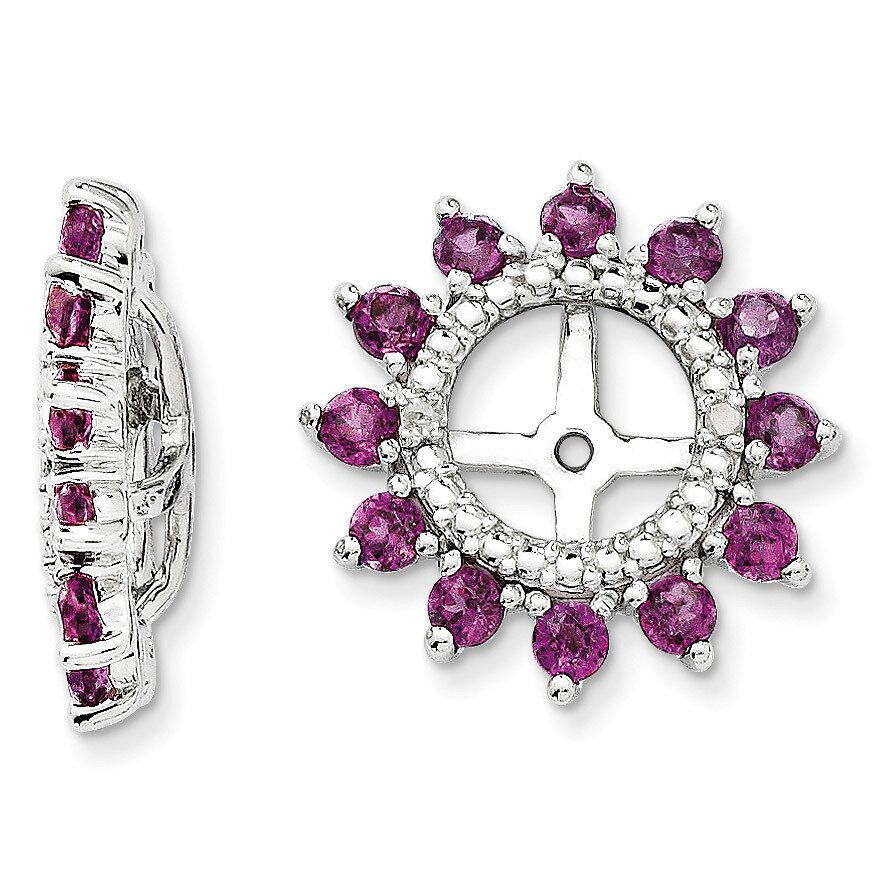 Diamond &amp; Rhodolite Garnet Earring Jacket Sterling Silver Rhodium QJ104JUN, MPN: QJ104JUN, 19110138…