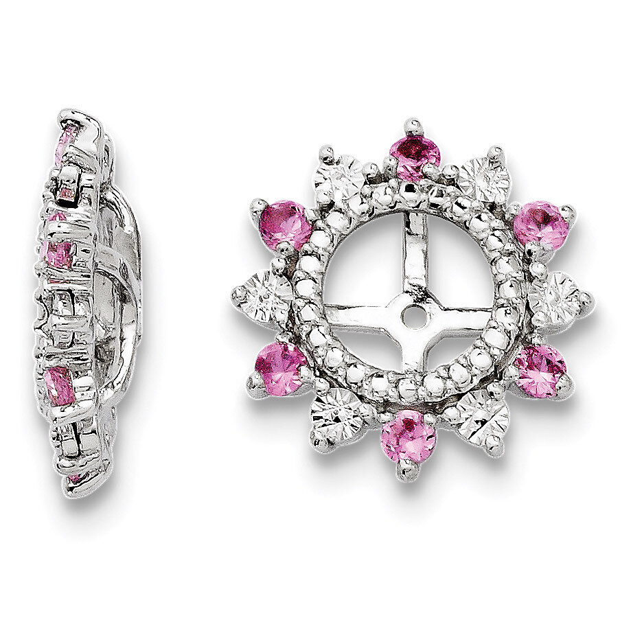 Created Pink Sapphire Earring Jacket Sterling Silver Rhodium QJ105OCT, MPN: QJ105OCT, 191101386497