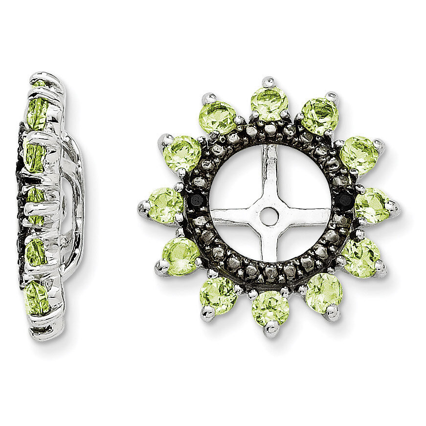 Peridot &amp; Black Sapphire Earring Jacket Sterling Silver Rhodium QJ108AUG, MPN: QJ108AUG, 1911013856…
