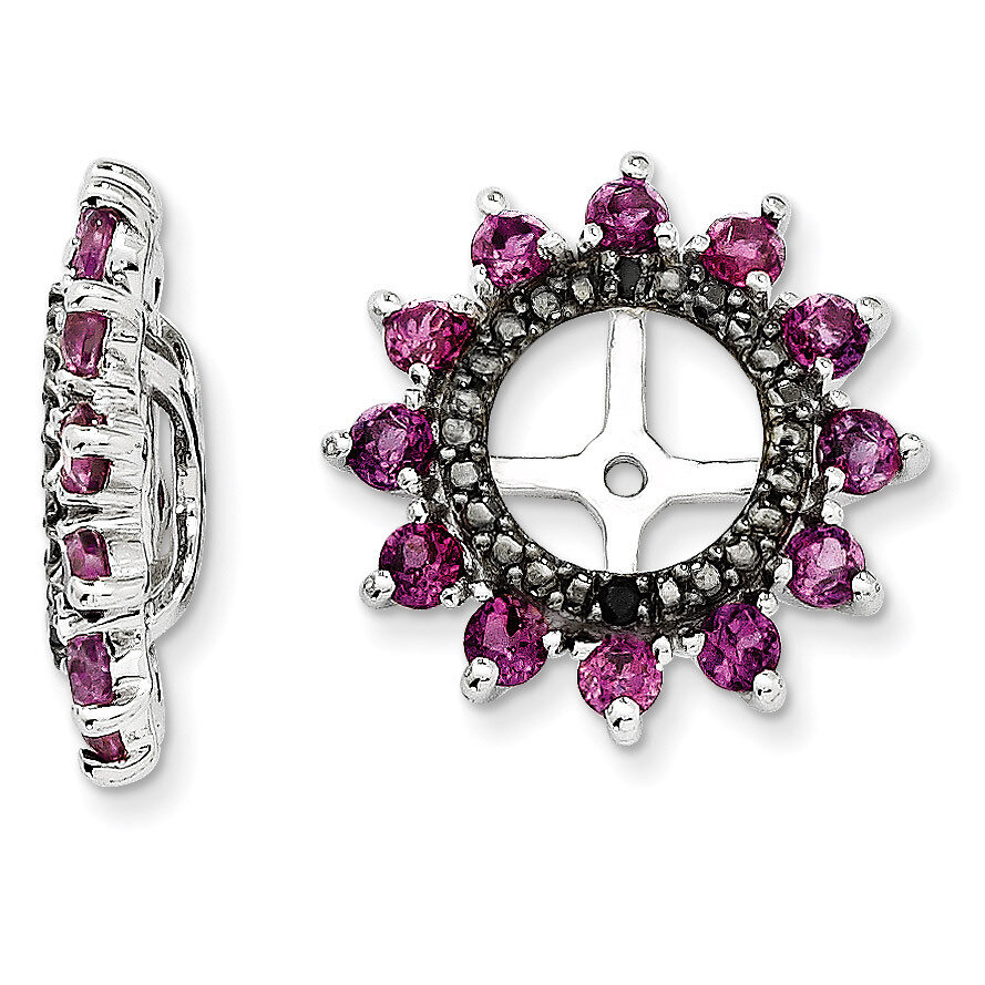 Rhodolite Garnet &amp; Black Sapphire Earring Jacket Sterling Silver Rhodium QJ108JUN, MPN: QJ108JUN, 1…