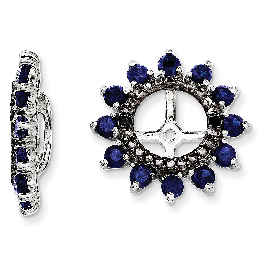 Created Sapphire & Black Sapphire Earring Jacket Sterling Silver Rhodium QJ108SEP