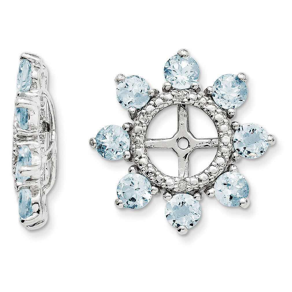 Diamond &amp; Aquamarine Earring Jacket Sterling Silver Rhodium QJ109MAR, MPN: QJ109MAR, 191101387289