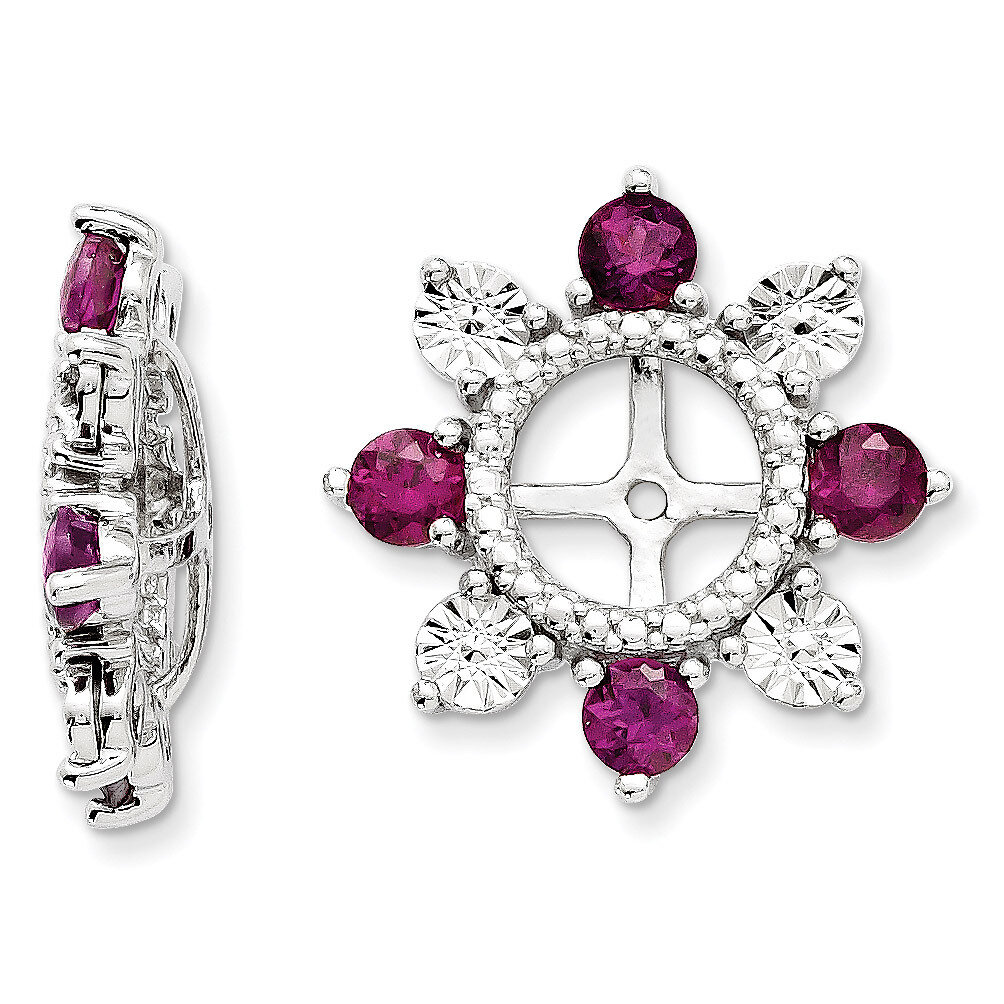 Rhodolite Garnet Earring Jacket Sterling Silver Rhodium QJ110JUN, MPN: QJ110JUN, 191101386572