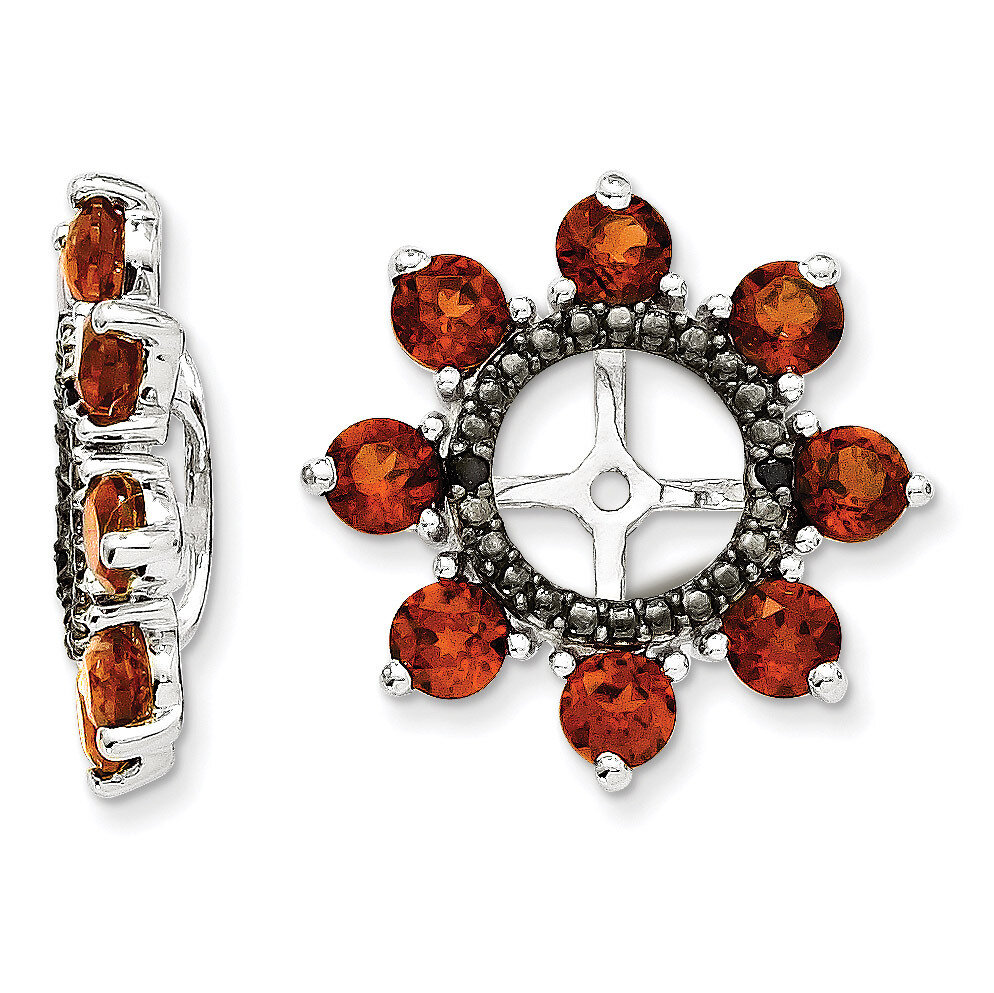 Garnet &amp; Black Sapphire Earring Jacket Sterling Silver Rhodium QJ114JAN, MPN: QJ114JAN, 191101387357