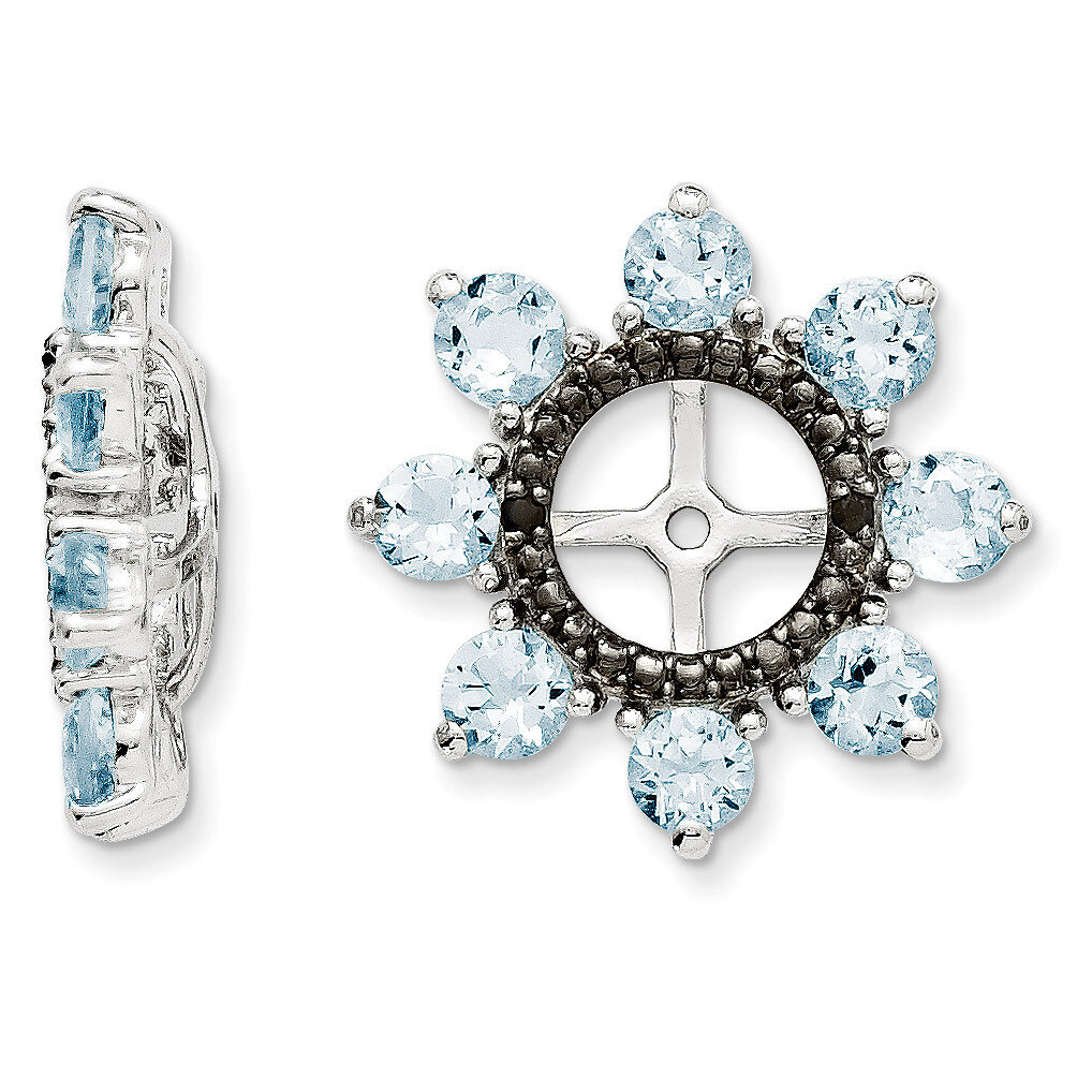 Aquamarine &amp; Black Sapphire Earring Jacket Sterling Silver Rhodium QJ114MAR, MPN: QJ114MAR, 1911013…