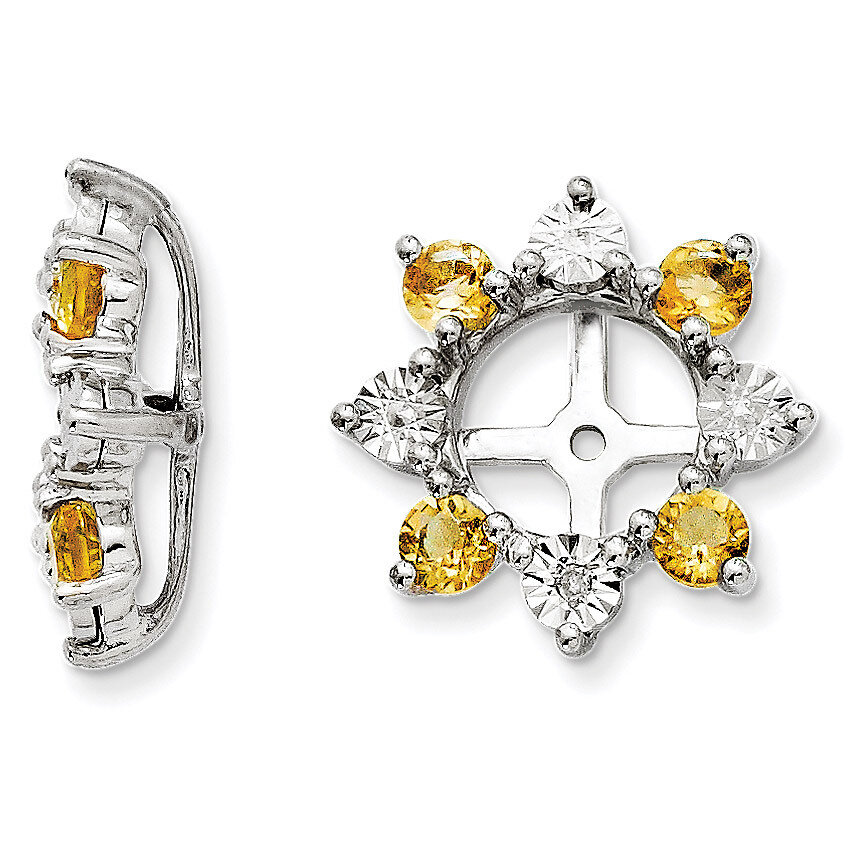 Diamond &amp; Citrine Earring Jacket Sterling Silver Rhodium QJ115NOV, MPN: QJ115NOV, 191101387401