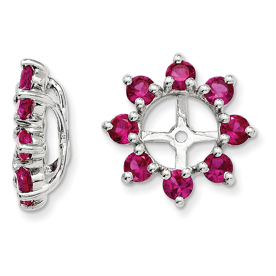 Created Ruby Earring Jacket Sterling Silver Rhodium QJ116JUL, MPN: QJ116JUL, 191101385711