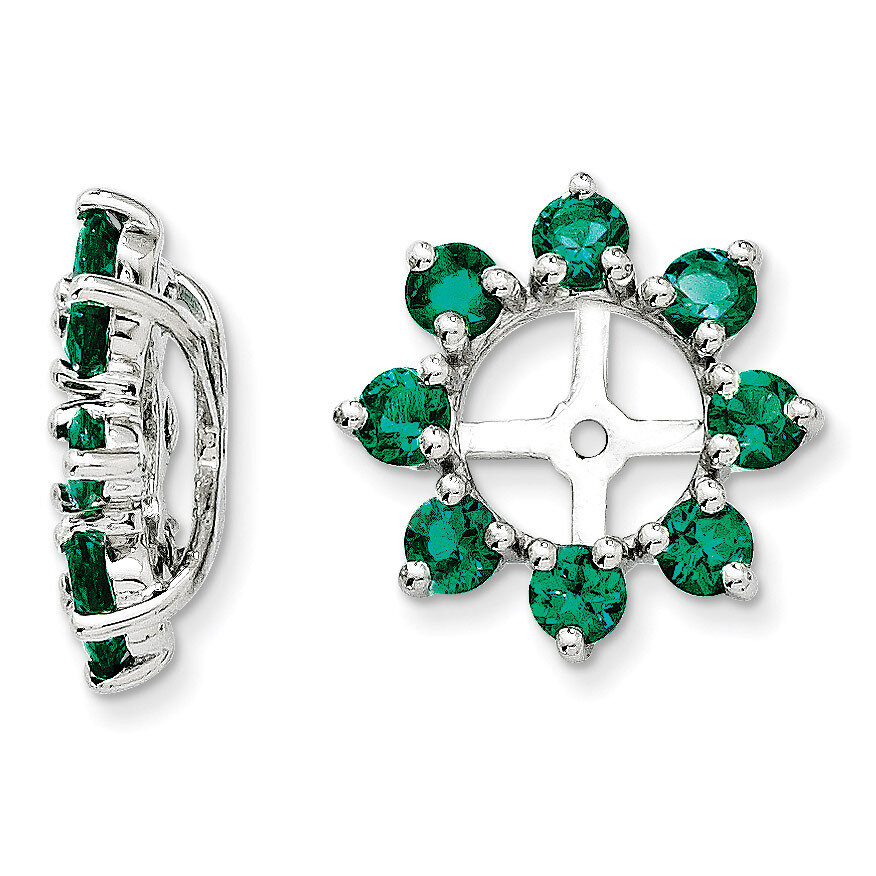 Created Emerald Earring Jacket Sterling Silver Rhodium QJ116MAY