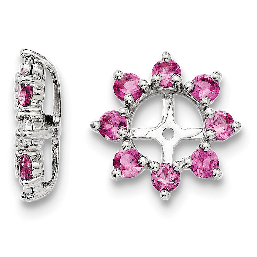 Created Pink Sapphire Earring Jacket Sterling Silver Rhodium QJ116OCT, MPN: QJ116OCT, 886774283180