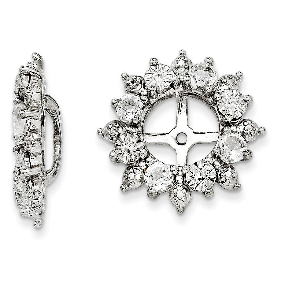 White Topaz Earring Jacket Sterling Silver Rhodium QJ120APR, MPN: QJ120APR, 191101384066