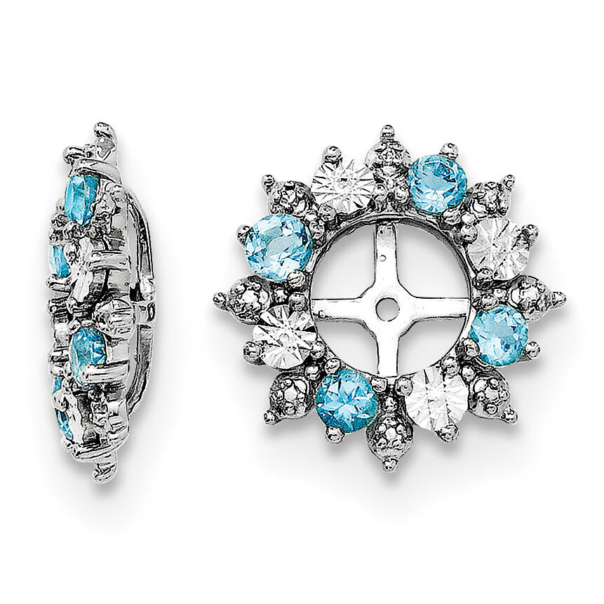 Swiss Blue Topaz Earring Jacket Sterling Silver Rhodium QJ120DEC, MPN: QJ120DEC, 191101386688