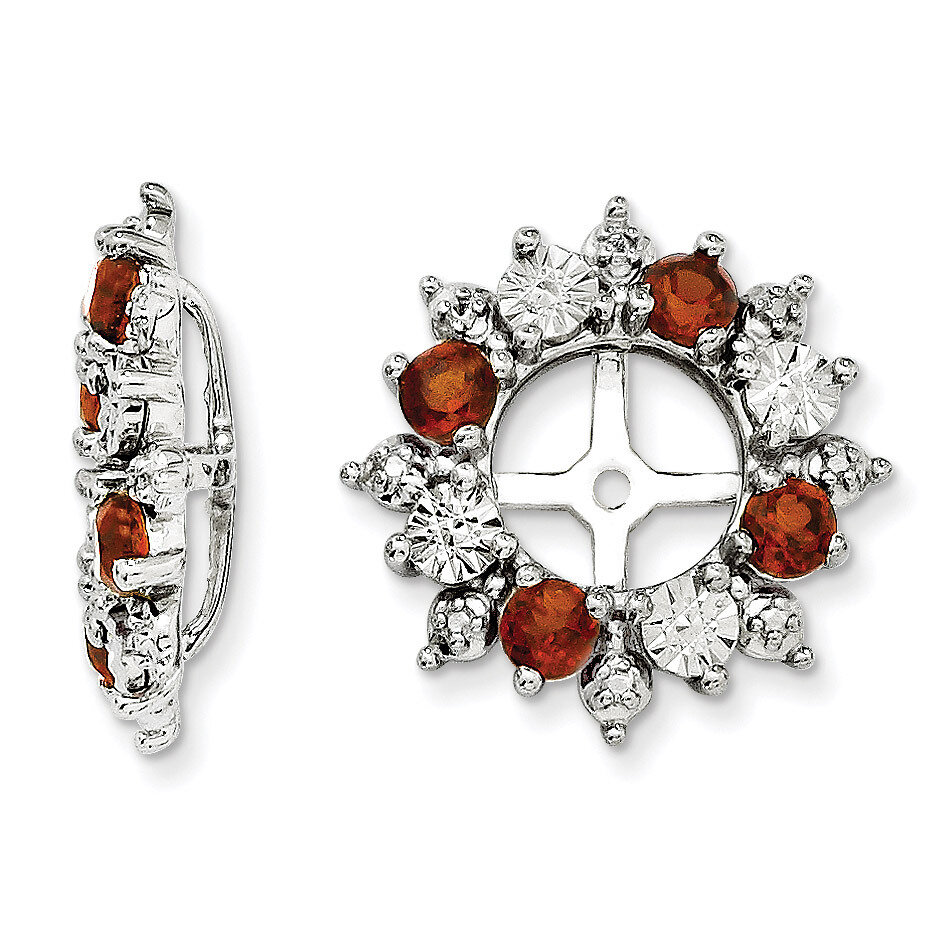 Garnet Earring Jacket Sterling Silver Rhodium QJ120JAN, MPN: QJ120JAN, 191101388163