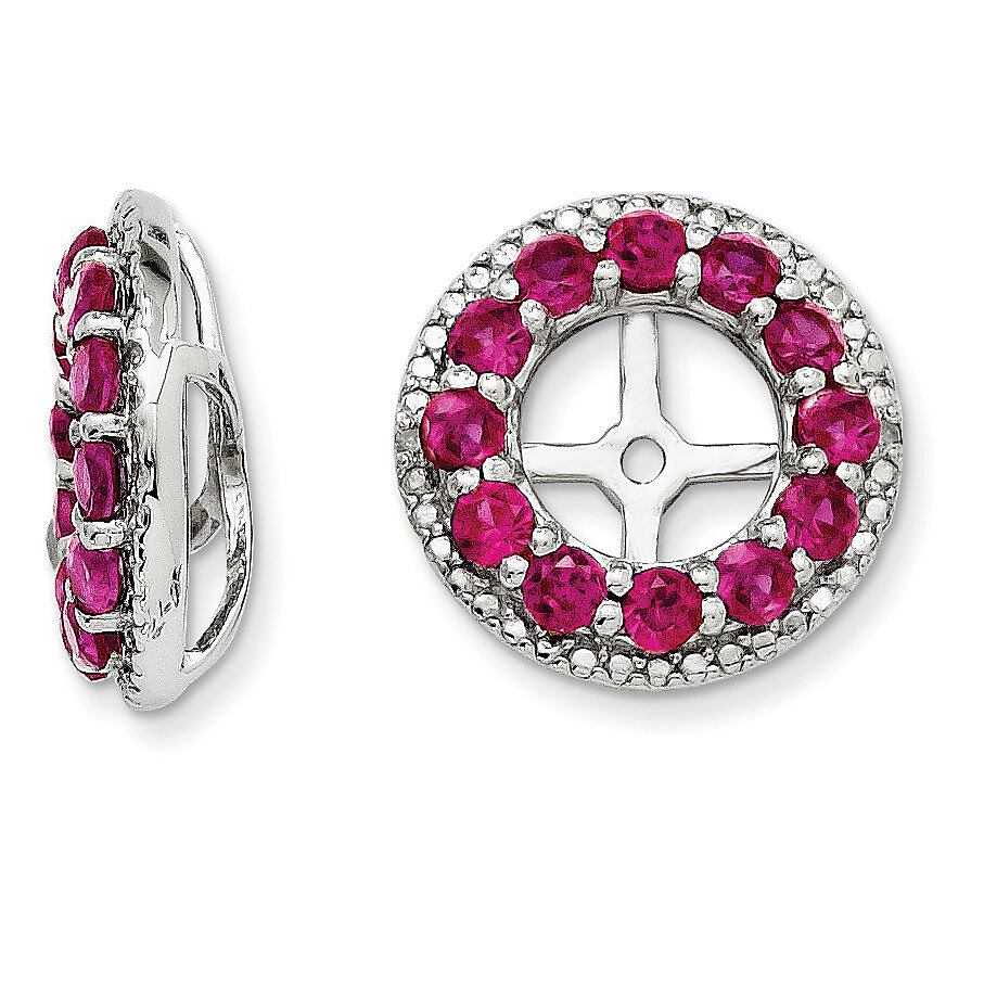 Diamond &amp; Created Ruby Earring Jacket Sterling Silver Rhodium QJ123JUL, MPN: QJ123JUL, 191101392061