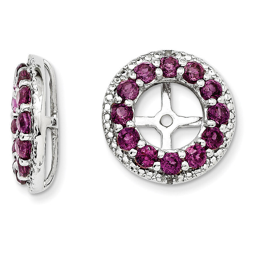Diamond &amp; Rhodolite Garnet Earring Jacket Sterling Silver Rhodium QJ123JUN, MPN: QJ123JUN, 19110138…
