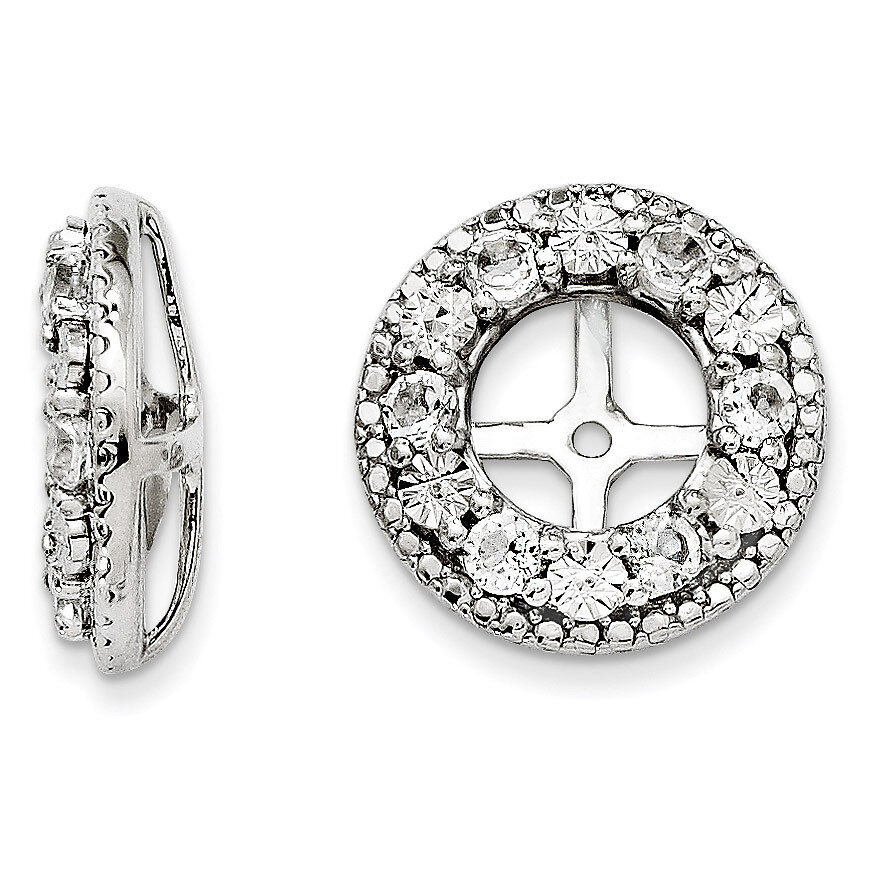 White Topaz Earring Jacket Sterling Silver Rhodium QJ124APR, MPN: QJ124APR., 191101385780