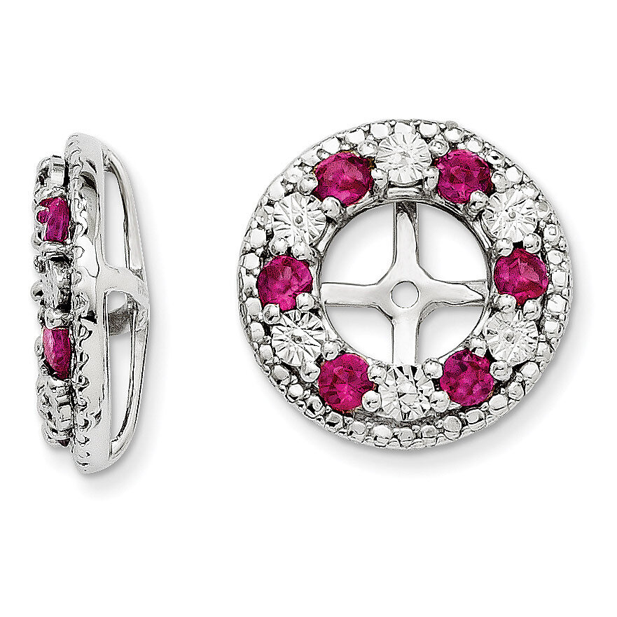 Created Ruby Earring Jacket Sterling Silver Rhodium QJ124JUL, MPN: QJ124JUL, 191101392078