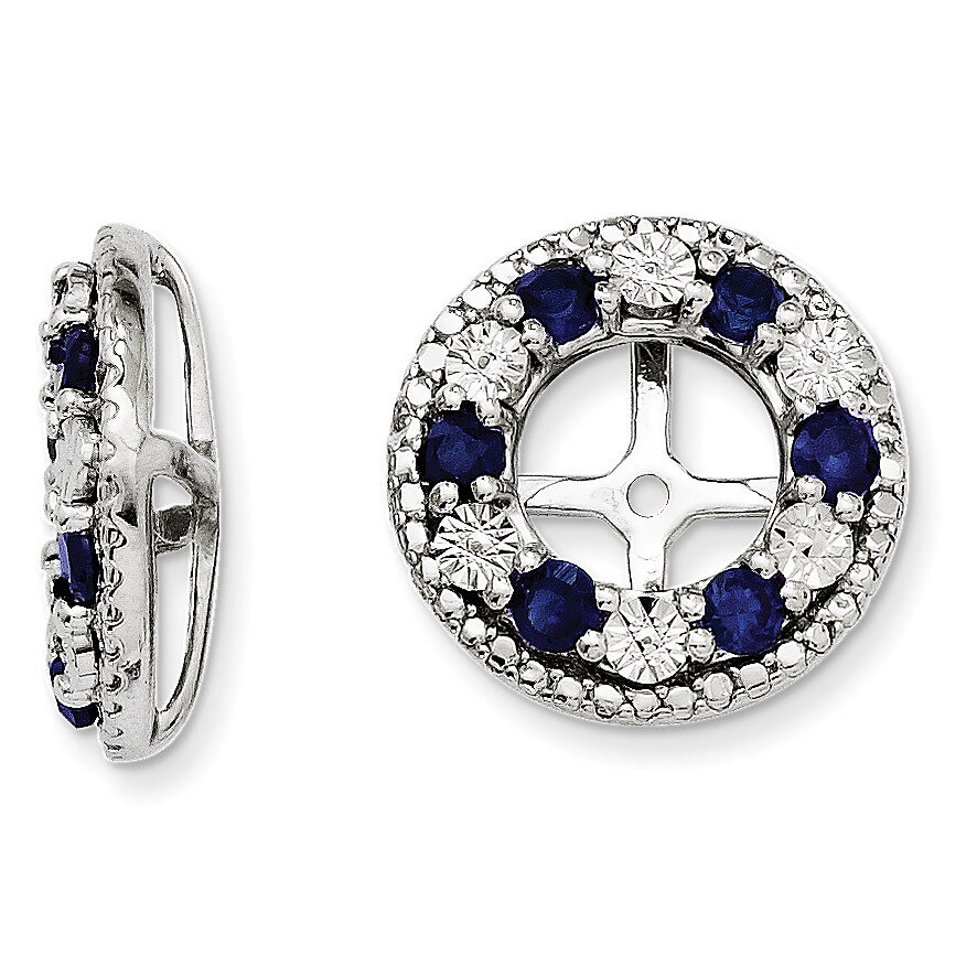 Created Sapphire Earring Jacket Sterling Silver Rhodium QJ124SEP, MPN: QJ124SEP, 886774283272