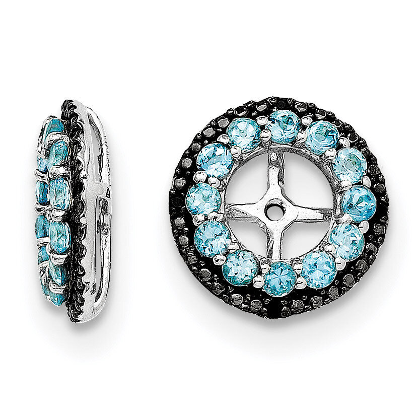 Swiss Blue Topaz &amp; Black Sapphire Earring Jacket Sterling Silver Rhodium QJ125DEC, MPN: QJ125DEC, 1…