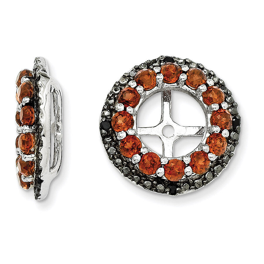Garnet &amp; Black Sapphire Earring Jacket Sterling Silver Rhodium QJ125JAN, MPN: QJ125JAN, 191101387487