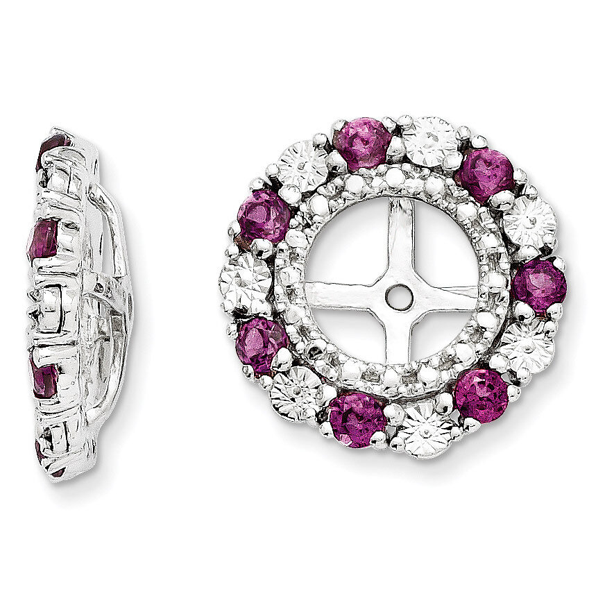 Rhodolite Garnet Earring Jacket Sterling Silver Rhodium QJ129JUN, MPN: QJ129JUN, 886774194677